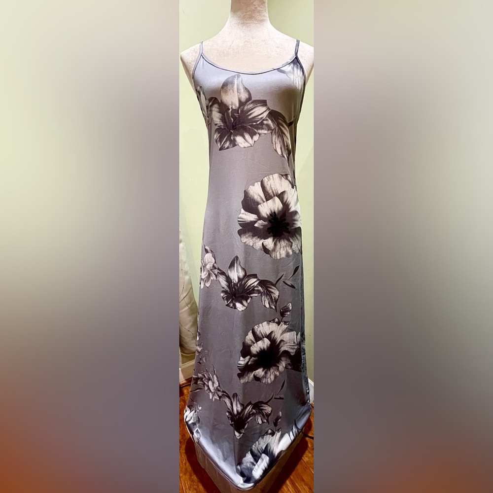 🌫️ Gray Floral Maxi Sundress | NWOT | Size L - Picture 1 of 5